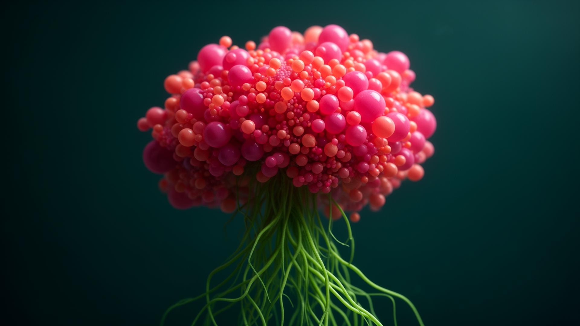 Connettica — fioritura organica rosa e magenta che simboleggia il marketing che cresce nel tempo